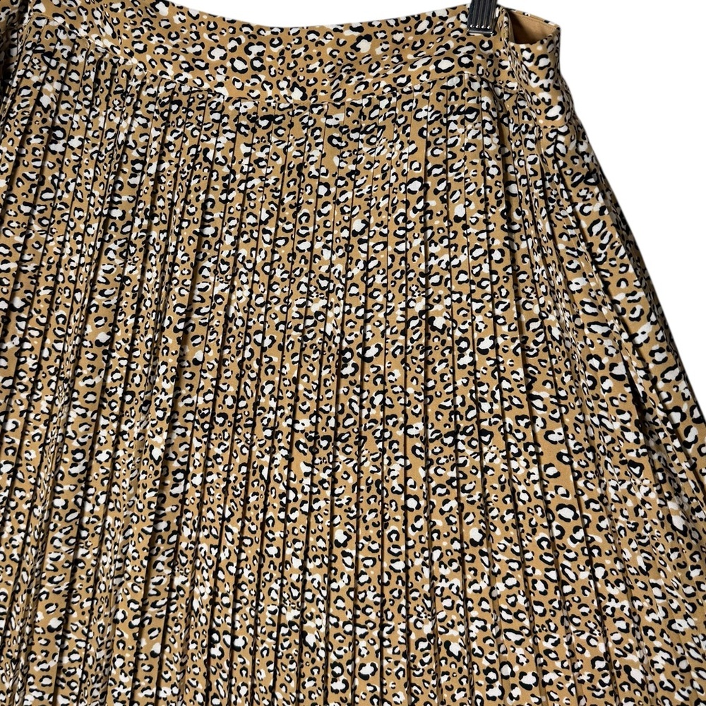 Size 18 EUC J. Crew Factory Leopard Print Pleated Lined Midi Skirt - Picture 12 of 15